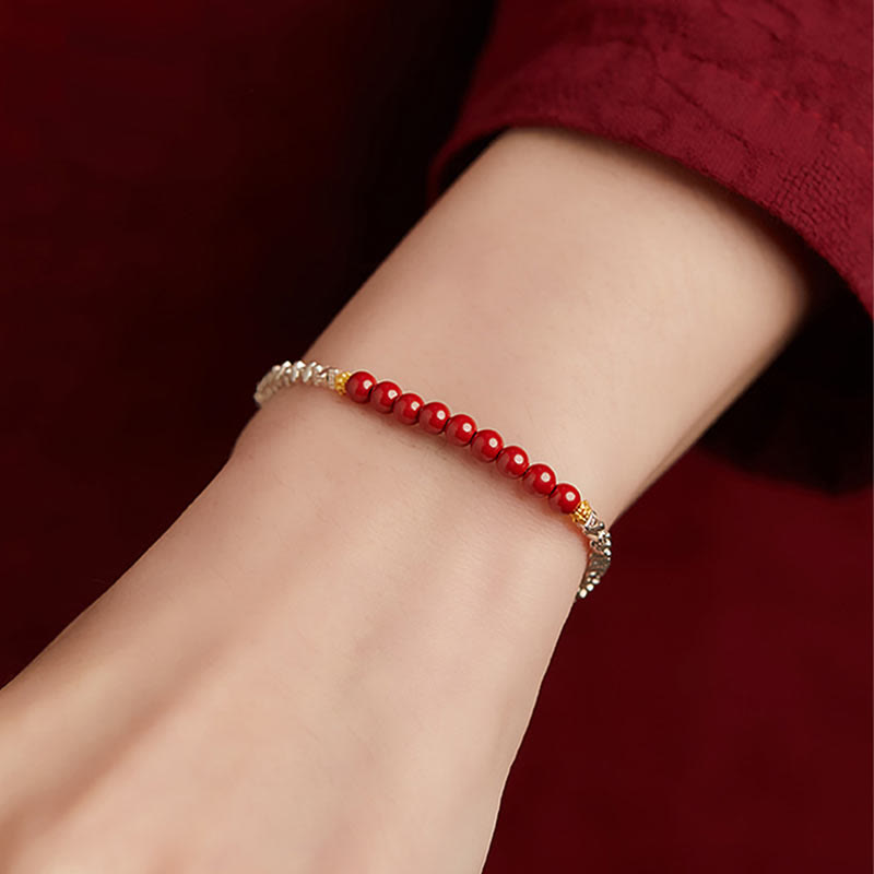 Buddha Stones925 スターリングシルバー 辰砂 フーキャラクター 祝福ブレスレット