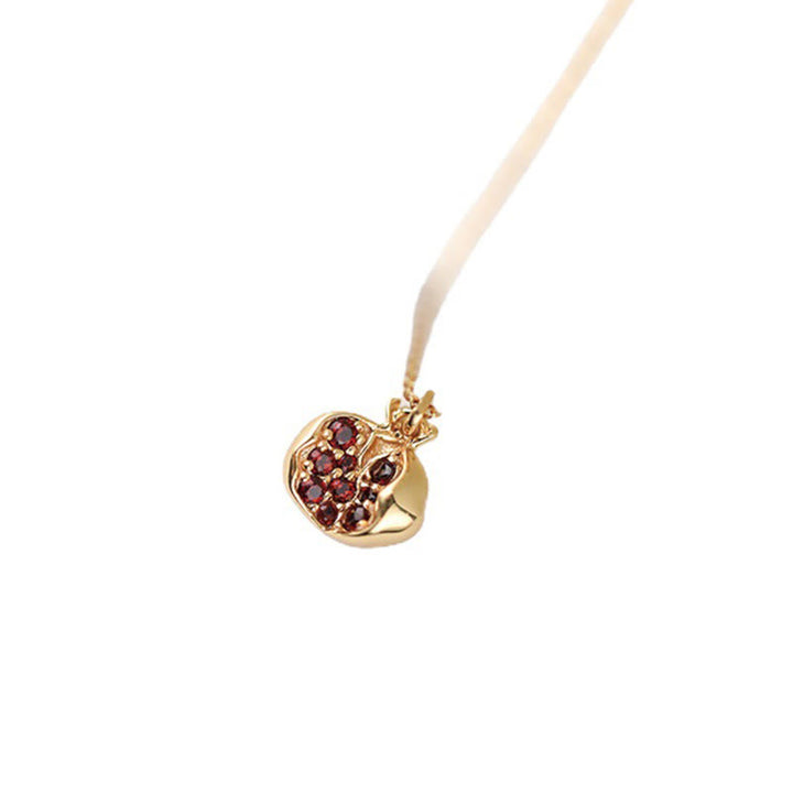 Buddha Stones 925スターリングシルバー 18Kゴールドメッキ ザクロガーネットクリスタル パッションチャームネックレスペンダント