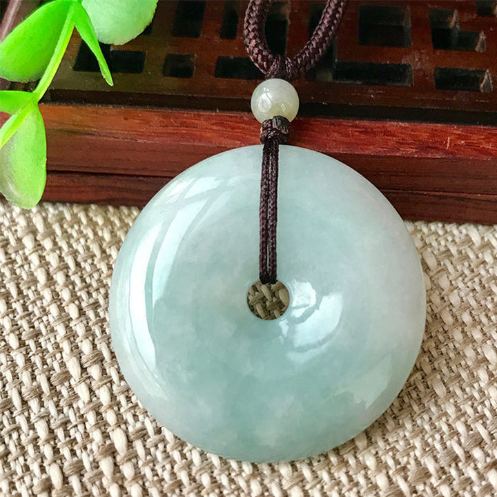 Buddha Stonesラウンド翡翠ストリング幸運ネックレスペンダント