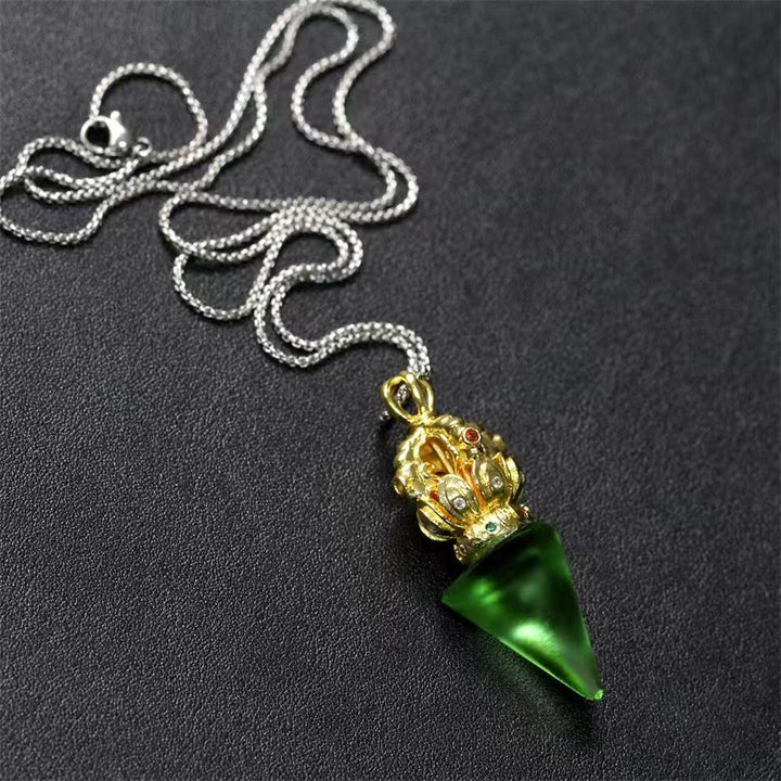 Buddha Stonesチベットドルジェ金剛杵4本爪蓮華水晶の強さのネックレスペンダント - image 10