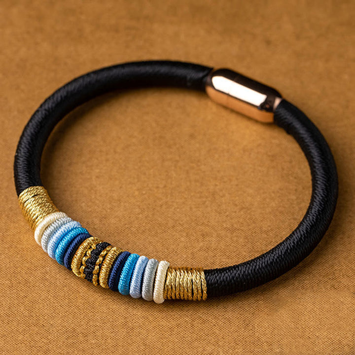 Buddha Stonesチベット手作りキングコングノット保護磁気バックル編みブレスレット