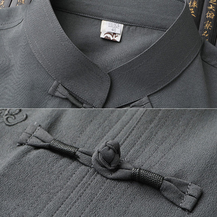 Buddha Stones唐装漢服中国龍伝統カンフーユニフォーム半袖トップスとパンツ衣類メンズセット