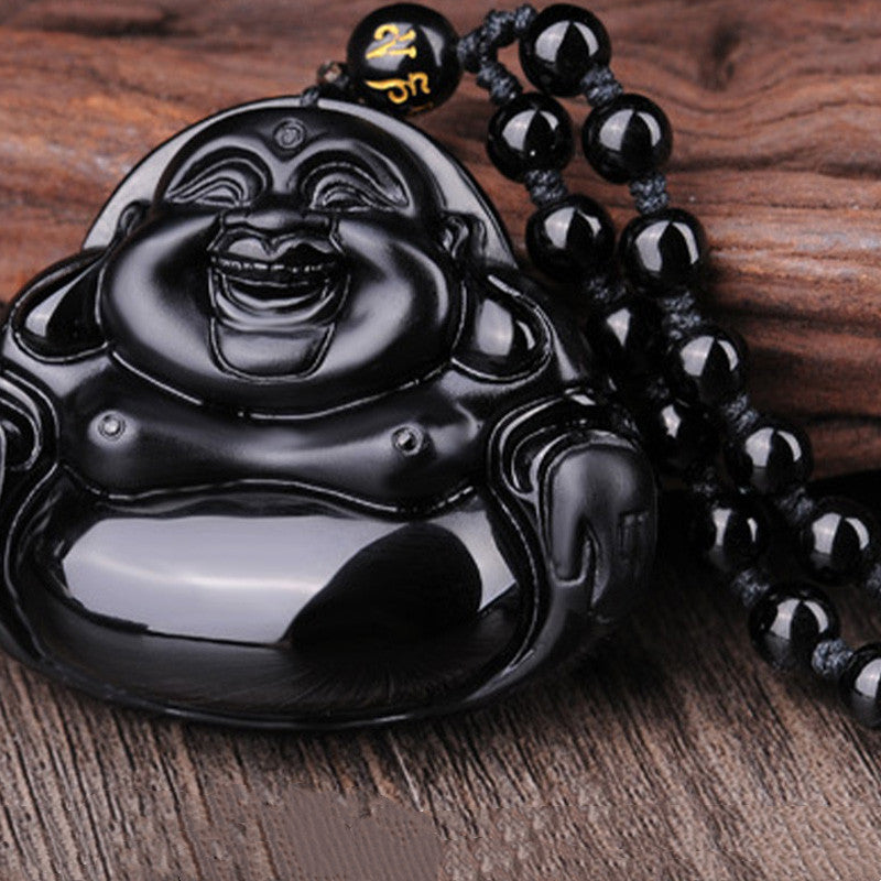Buddha Stones笑う仏陀 ブラックオブシディアン 変身ペンダントネックレス - image 5