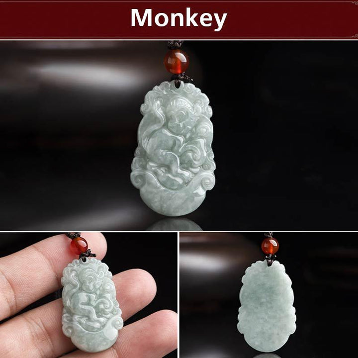 Buddha Stones天然翡翠12星座成功ペンダントネックレス - 猿 - image 34
