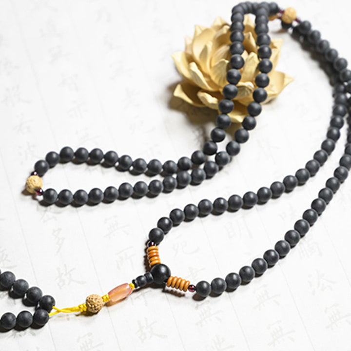 Buddha Stonesチベット数珠Mala菩提樹 赤瑪瑙 ヒーリングブレスレット