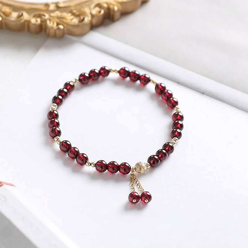 Buddha Stones14Kゴールド 天然ガーネット カームブレスレット