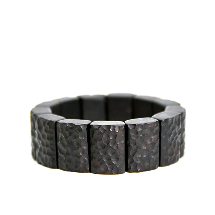 Buddha Stonesヴィンテージ黒檀木目テクスチャ平和カップルブレスレット