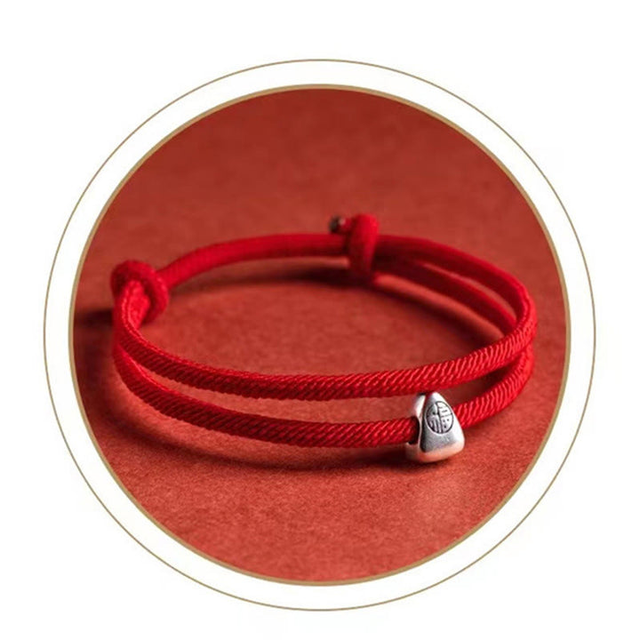 Buddha Stones925 スターリングシルバー 福文字 祝福 ハンドメイド 編み込みブレスレット
