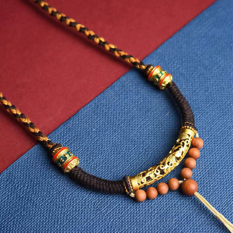 チベットの手作りのBuddha Stonesキングコングノットオーム・マニ・パドメ・フム祈祷ホイールの紐ネックレスペンダント - image 5