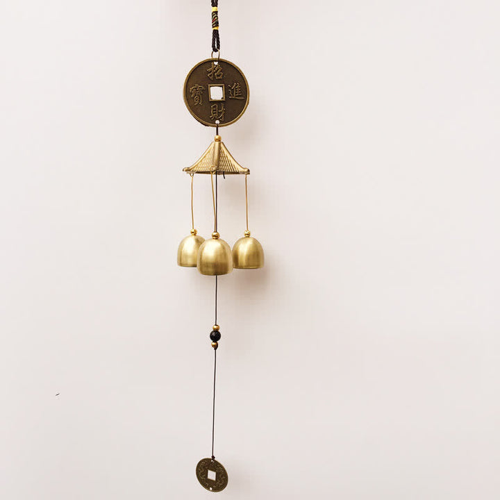 Buddha Stones祝福の文字 象 八卦 縁起の良いコイン 壁掛け チャイム ベル 手作り ホームデコレーション - image 12