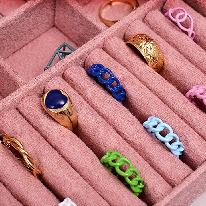 Buddha Stonesシンプルデザイン ジュエリーボックスオーガナイザー 2層ジュエリー収納ボックス フランネルボックス ロック付き - image 12