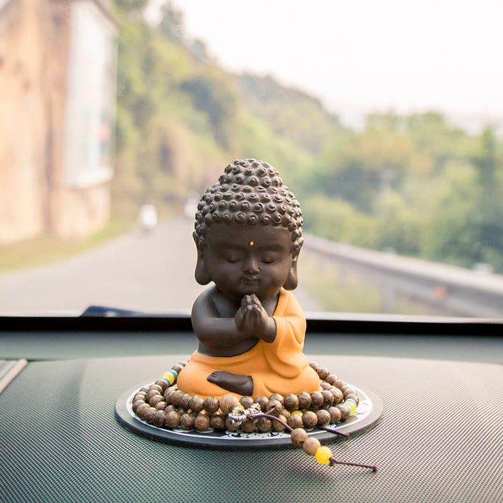 Buddha Stones小さな仏像 セレニティ 紫粘土 ホームデスクデコレーション