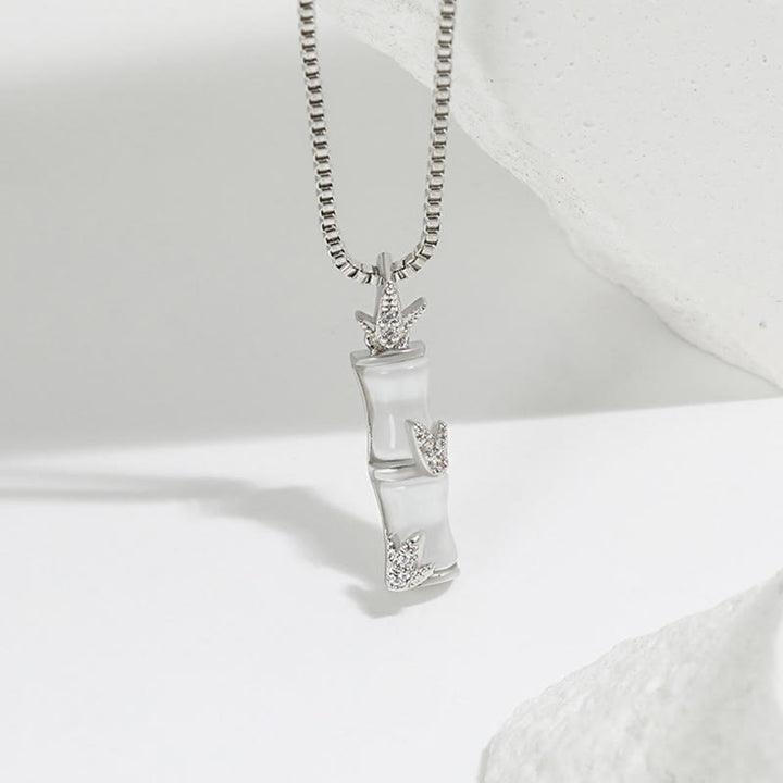 Buddha Stonesカルセドニー竹模様ハーモニーネックレスペンダント