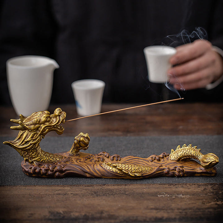 Buddha Stones龍守護 陶器 スティック 香炉 装飾