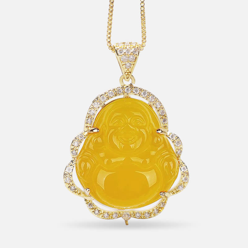 Buddha Stones ラッキースマイル仏様ネックレス／幸運お守り - A-笑い仏-金色/黄色 - image 17