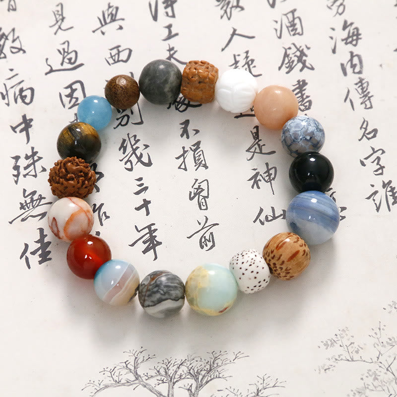 Buddha Stones天然菩提樹の水晶石 瑪瑙 悪霊除けブレスレット