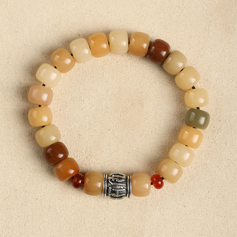 Buddha Stones天然菩提樹 屍の森の王オーム・マニ・パドメ・フム知恵のブレスレット
