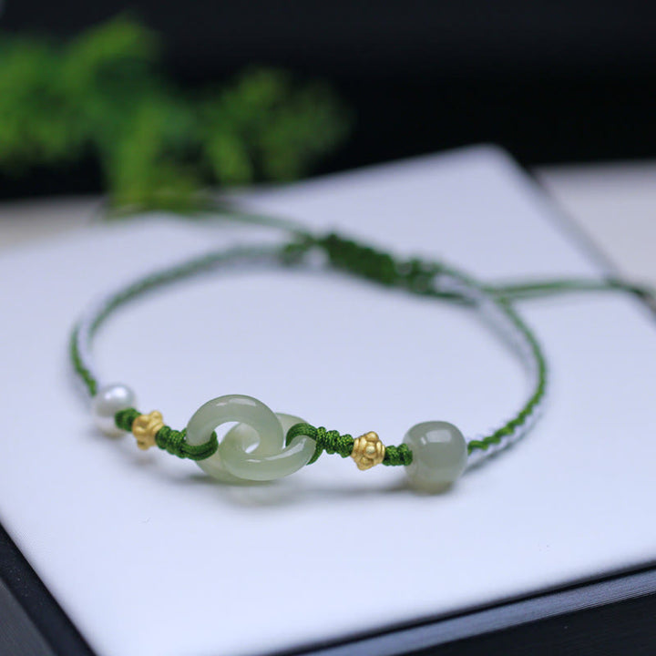 Buddha Stones 925スターリングシルバー 和田翡翠ダブルピースバックル 幸運の編み込みブレスレット