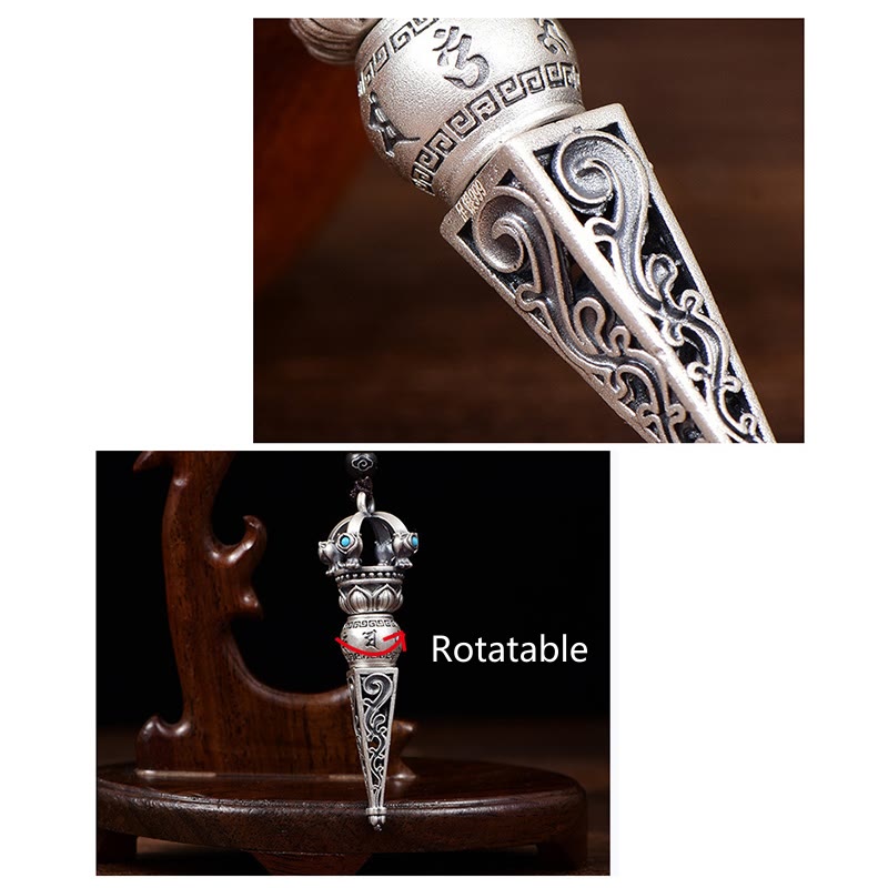 Buddha Stonesチベットオーム・マニ・パドメ・フムドルジェ バジュラ デザイン 知恵回転式ネックレス ペンダント - image 8