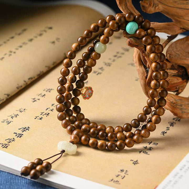 Buddha Stonesチベットローズウッド 保護 静寂 ブレスレットMala