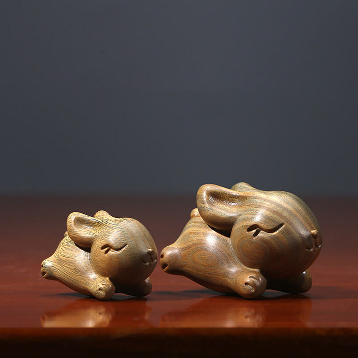 Buddha Stones緑 白檀 小さな ミニ かわいい ウサギ 平和 装飾 - image 3