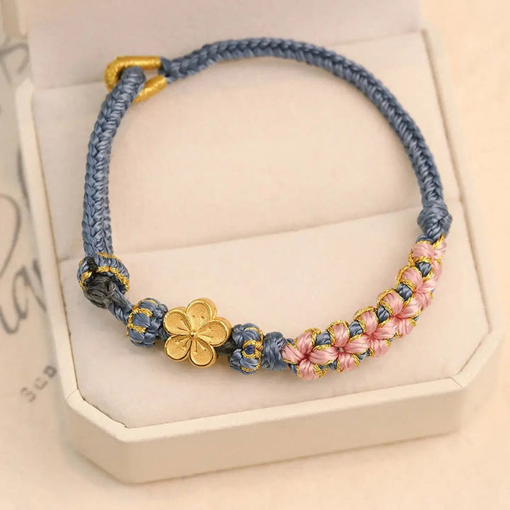 桃の花模様の富の紐ブレスレット