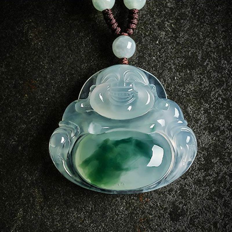 Buddha Stonesシアン翡翠 幸運のネックレスペンダント
