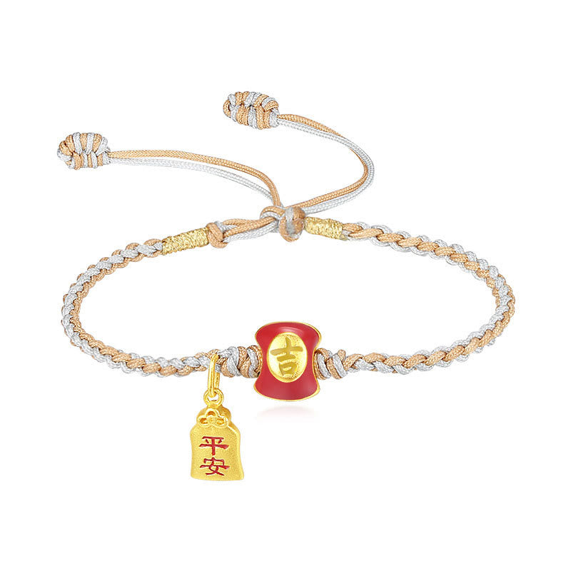 Buddha Stones925 スターリングシルバー ハンドメイド 縁起の良い漢字の祝福編み紐ブレスレット