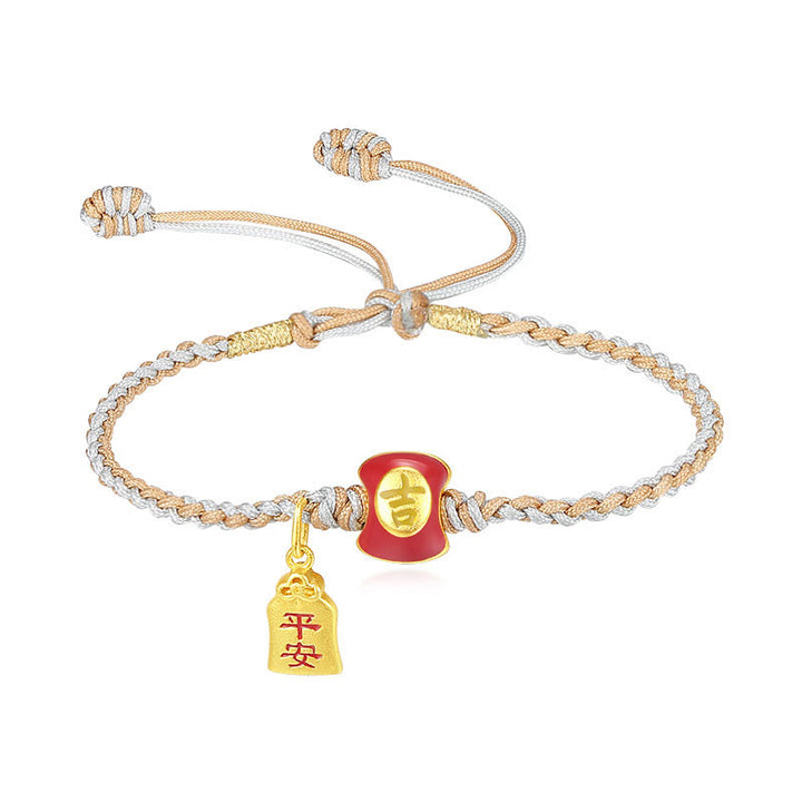 Buddha Stones925 スターリングシルバー ハンドメイド 縁起の良い漢字の祝福編み紐ブレスレット
