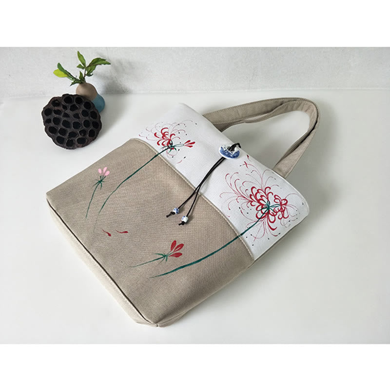 梨花 梅 桃の花 竹刺繍 キャンバス 大容量 ショルダーバッグ トートバッグ - image 47