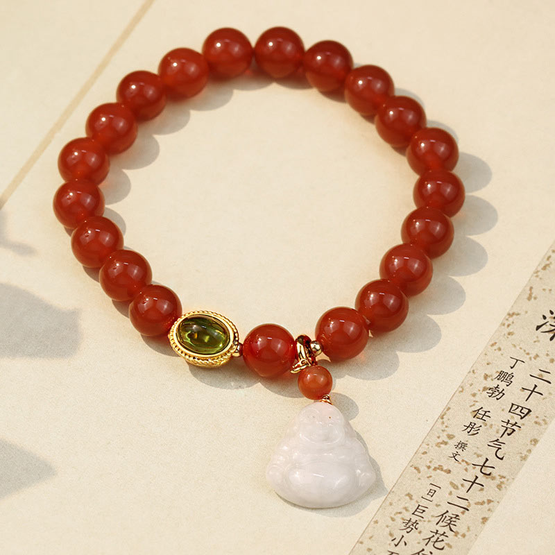 Buddha Stones天然赤瑪瑙 仏陀成功ブレスレット