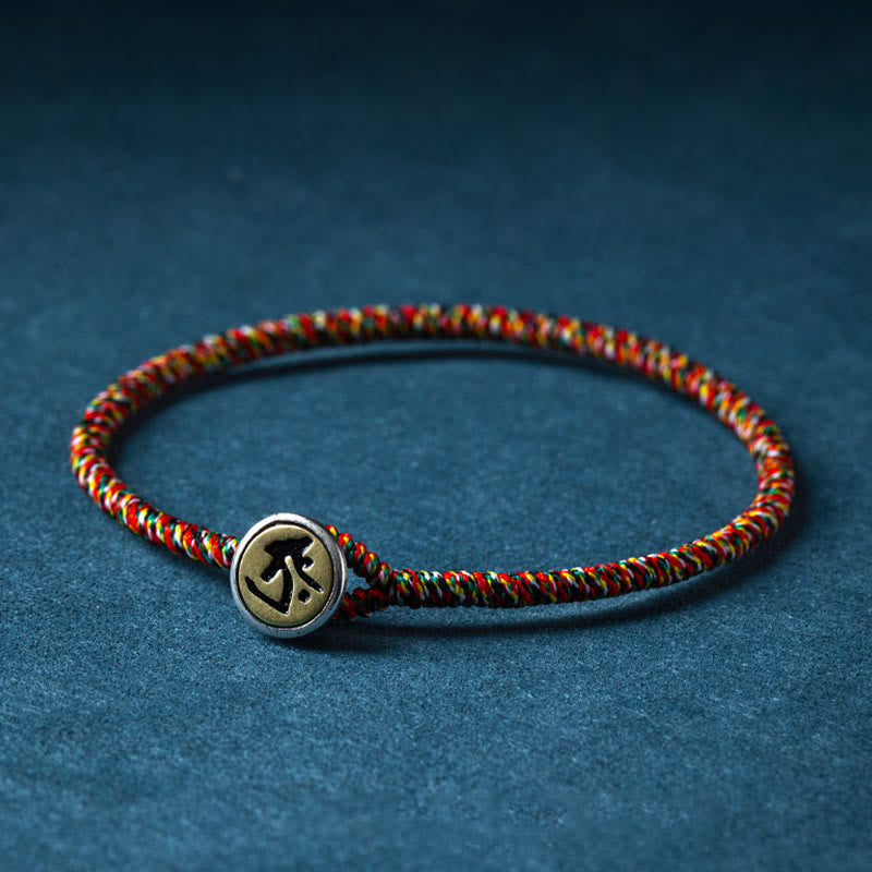 Buddha Stonesハンドメイド 925 スターリングシルバー十二支誕生仏守護 カラフル ロープブレスレット