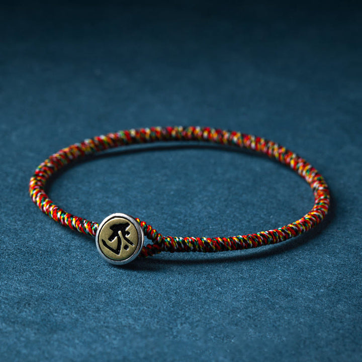 Buddha Stonesハンドメイド 925 スターリングシルバー十二支誕生仏守護 カラフル ロープブレスレット