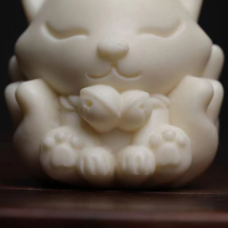 Buddha Stonesミニ九尾狐象牙実白檀緑白檀祝福装飾