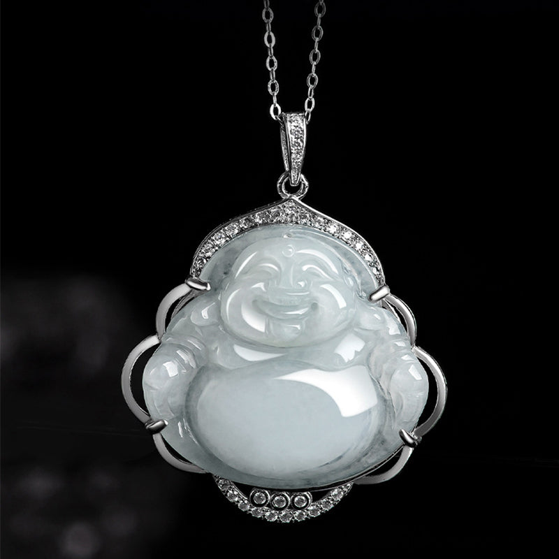 Buddha Stones925スターリングシルバー 笑う仏陀 天然翡翠 豊穣のネックレスペンダント - image 4