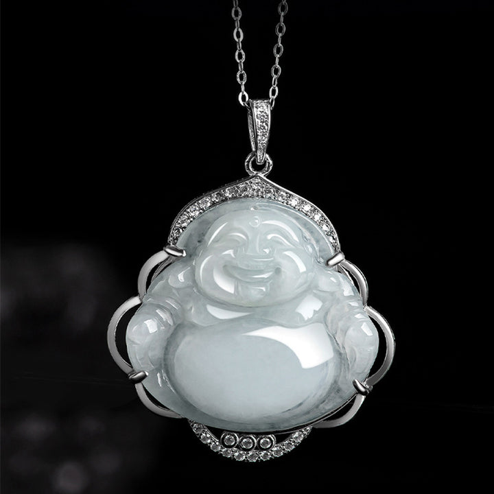 Buddha Stones925スターリングシルバー 笑う仏陀 天然翡翠 豊穣のネックレスペンダント - image 4