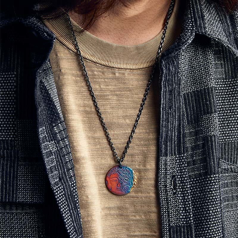 Buddha Stones999スターリングシルバー 24Kゴールド 半悪魔 半仏 慈悲のネックレスペンダント - image 8