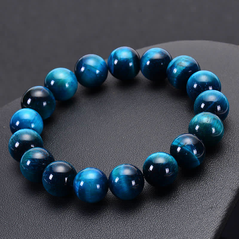 Buddha Stonesブルータイガーアイ守護ブレスレット - 0.47インチ（12mm） - image 0