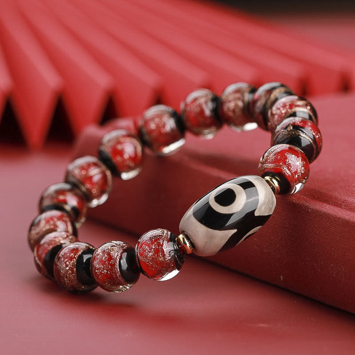 Buddha Stonesチベット九眼珠三眼珠琉璃ガラス玉富のブレスレット