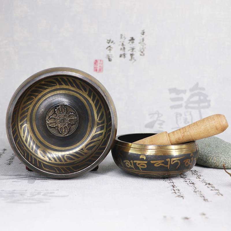 Buddha Stones チベット瞑想ボウル（癒しとマインドフルネス用）オーム・マニ・パドメ・フム・シンギングボウル - image 1