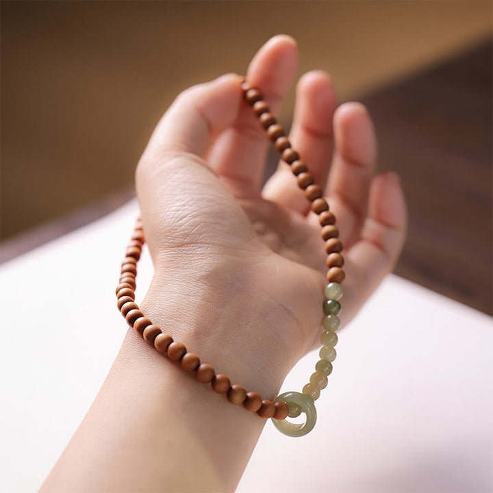 Buddha Stones白檀 和田翡翠 守護 ダブルラップブレスレット