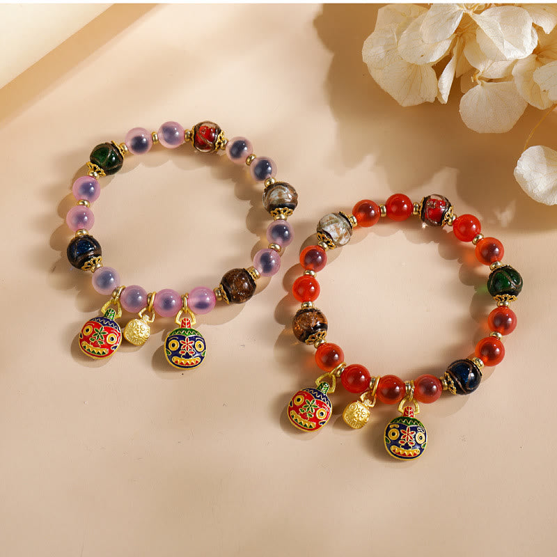 Buddha Stonesカラフル キャンディ瑪瑙 金 呑み込み獣 家族 柳 ガラス ビーズ 強さ ブレスレット
