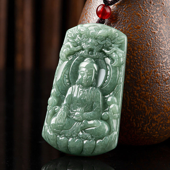 Buddha Stones如来仏 龍 翡翠 お守り 静寂の紐ネックレス