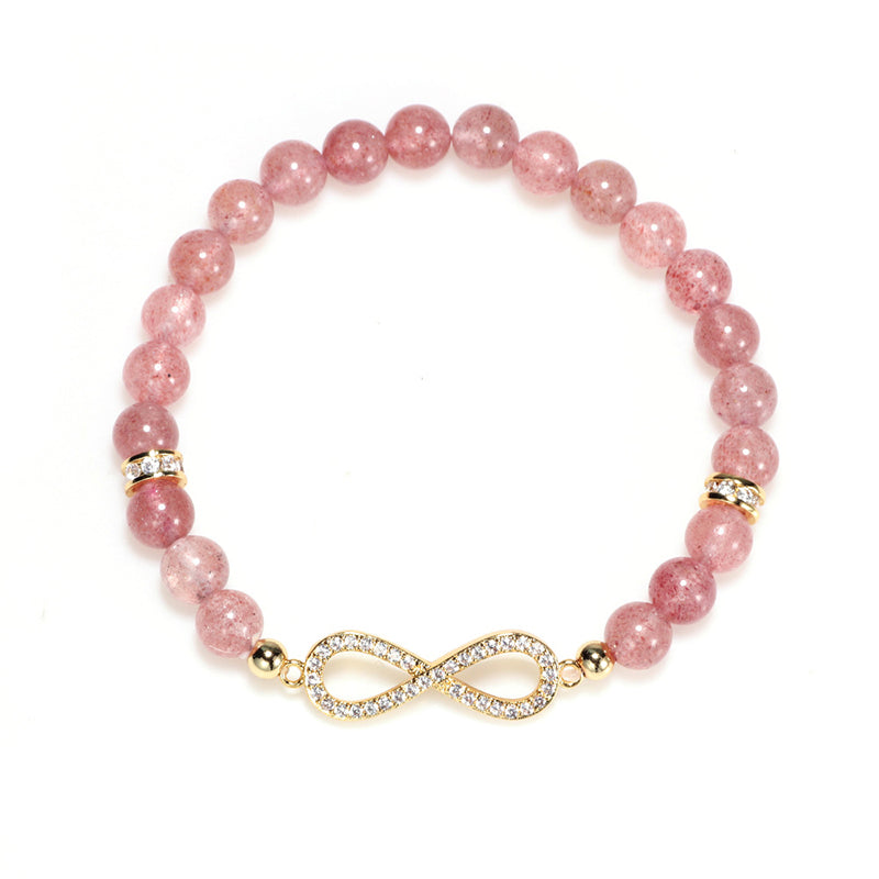 Buddha Stonesナチュラルストロベリークォーツ ポジティブヒーリングブレスレット