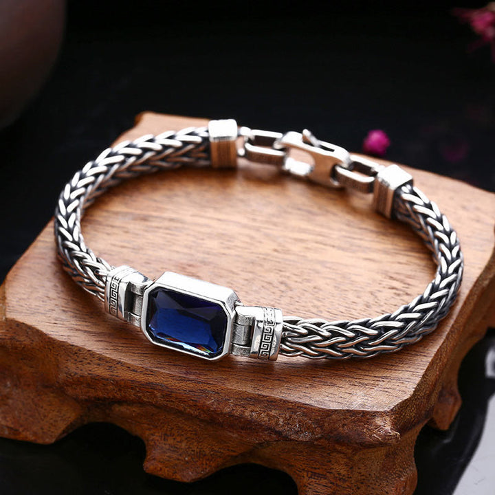 Buddha Stonesレトロブルーアクリル ドラゴンキール編みデザイン ヒーリング ウェルスバックルブレスレット