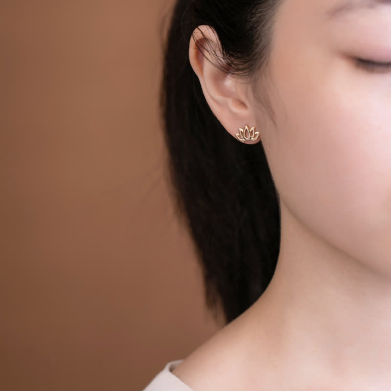 Buddha Stones925スターリングシルバー 蓮の花の祝福イヤリング - image 3
