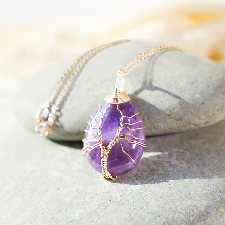 Buddha Stones天然水晶 生命の樹 ヒーリングエネルギー ネックレス ペンダント - image 1