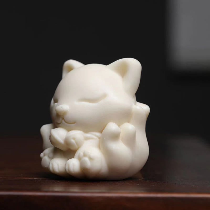 Buddha Stonesミニ九尾狐象牙実白檀緑白檀祝福装飾