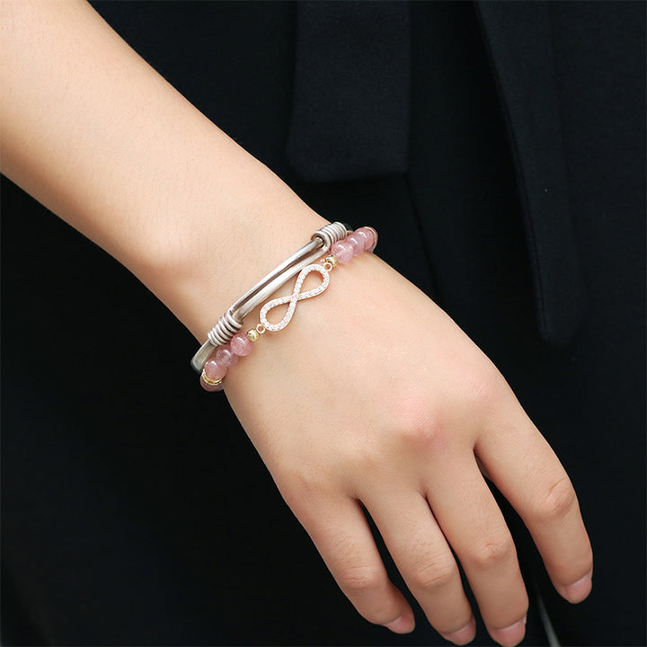Buddha Stonesナチュラルストロベリークォーツ ポジティブヒーリングブレスレット