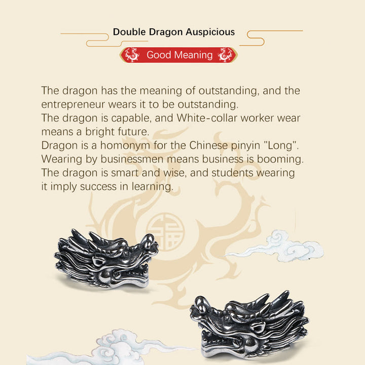Buddha Stones999 スターリングシルバー ダブルドラゴン 幸運 ハンドメイド 編み込みブレスレット